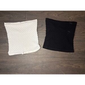 Free People Intimately Ribbed Tube Top Bandeau Black White Set M L Seamless